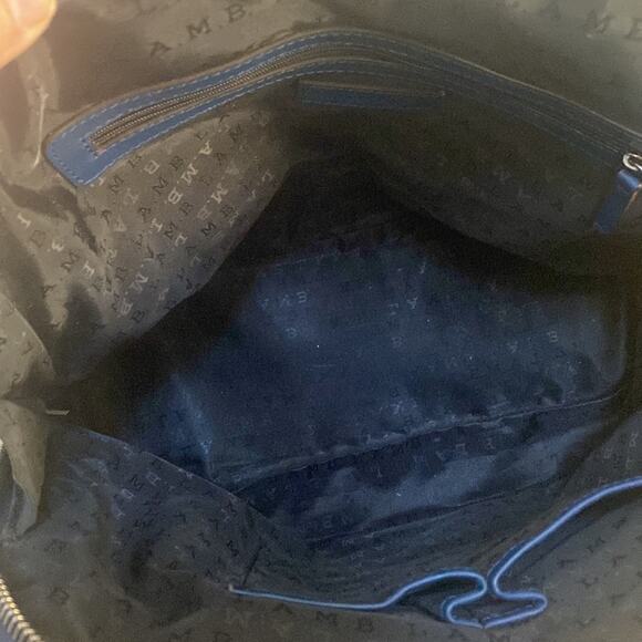 L.A.M.B. Gwen Stefani Domed Croc Embossed Blue Leather Bag - Picture 8 of 12